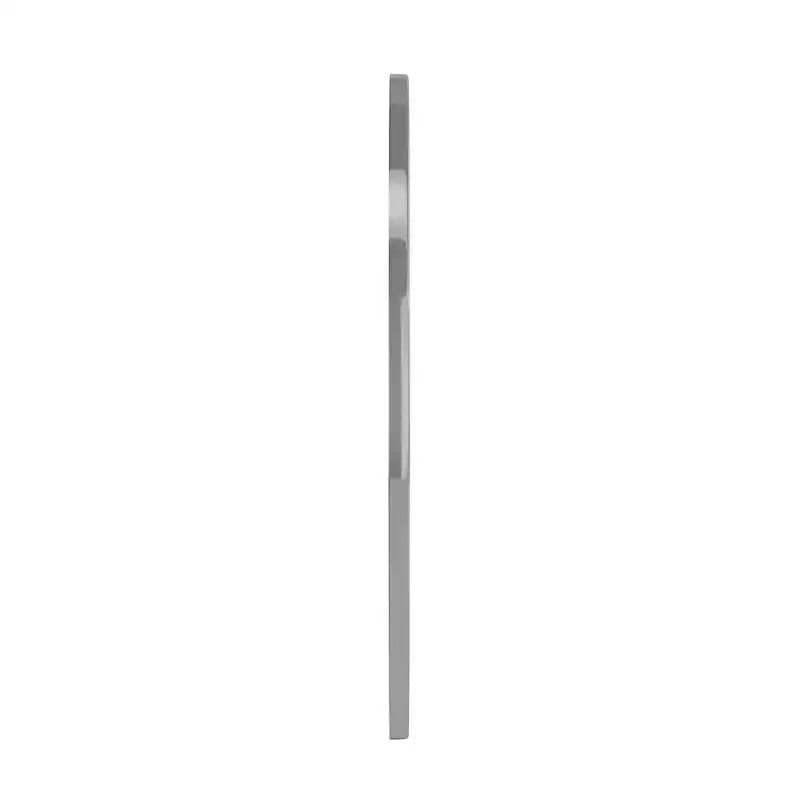 Miroir Mural Rond de 34", Cadre Fin en Acier Inoxydable, Argent Brillant, Anneaux en D Préinstallés, Prêt à Accrocher