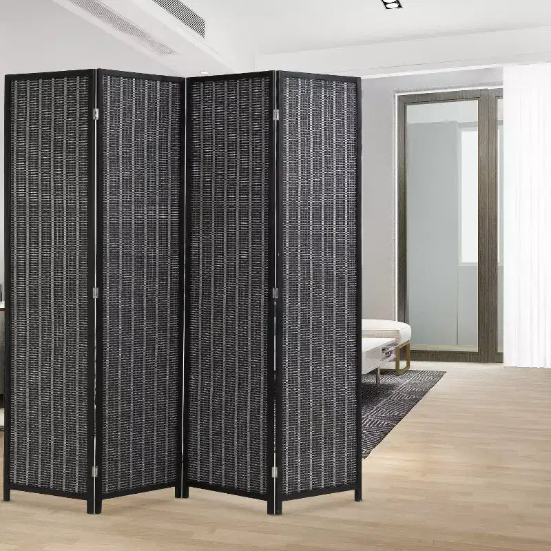 Paravent pliant en bambou à 4 panneaux, antidérapant, pliable pour la maison et le bureau