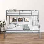 Lit superposé en métal une place au-dessus d'un lit deux places, barrières de sécurité, échelle inclinée, rangement sous le lit de 27,4 cm, capacité de 227/136 kg