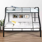 Lit superposé en métal une place au-dessus d'un lit deux places, barrières de sécurité, échelle inclinée, rangement sous le lit de 27,4 cm, capacité de 227/136 kg