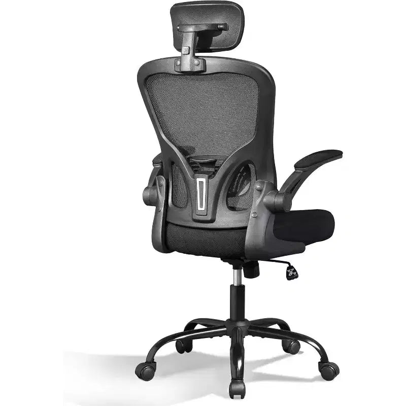 Fauteuil de bureau ergonomique à dossier haut en maille, accoudoirs relevables, hauteur réglable, soutien lombaire, capacité de 136 kg, noir