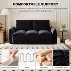 Canapé-lit convertible, velours 3 places 180 cm, couchage pleine taille, mousse haute densité, cadre en fer et bois, 2 oreillers