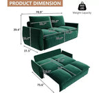 Canapé-lit convertible, velours 3 places 180 cm, couchage pleine taille, mousse haute densité, cadre en fer et bois, 2 oreillers