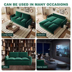 Canapé-lit convertible, velours 3 places 180 cm, couchage pleine taille, mousse haute densité, cadre en fer et bois, 2 oreillers