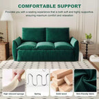 Canapé-lit convertible, velours 3 places 180 cm, couchage pleine taille, mousse haute densité, cadre en fer et bois, 2 oreillers