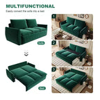 Canapé-lit convertible, velours 3 places 180 cm, couchage pleine taille, mousse haute densité, cadre en fer et bois, 2 oreillers