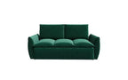Canapé-lit convertible, velours 3 places 180 cm, couchage pleine taille, mousse haute densité, cadre en fer et bois, 2 oreillers