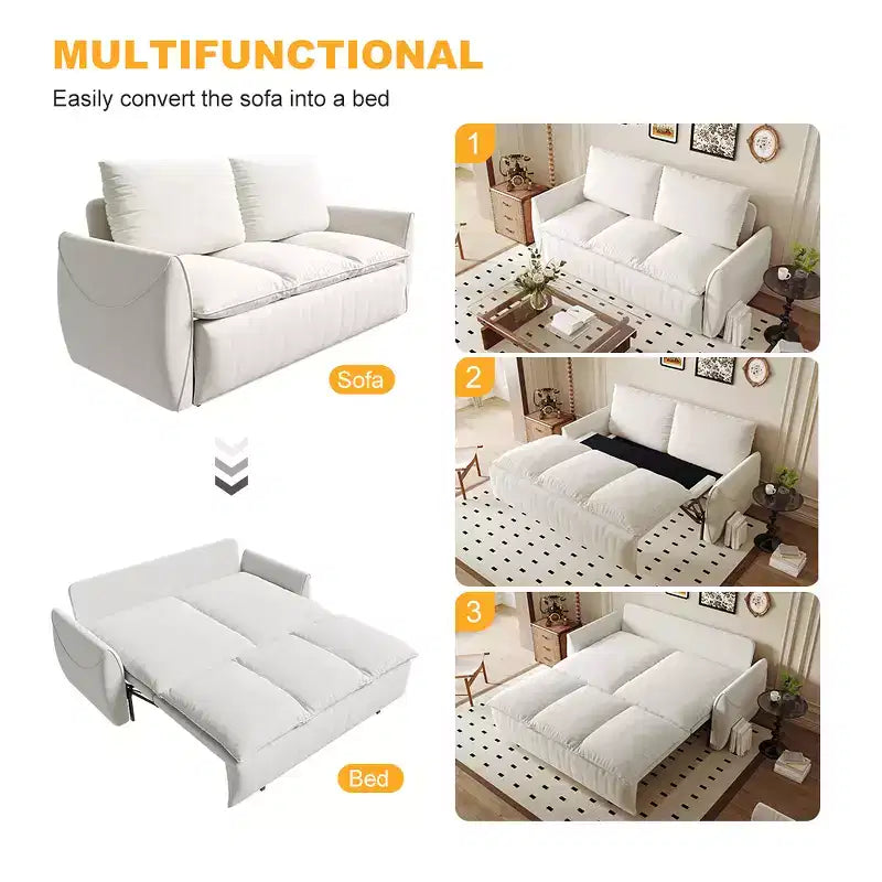 Canapé-lit convertible, velours 3 places 180 cm, couchage pleine taille, mousse haute densité, cadre en fer et bois, 2 oreillers