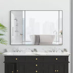 Grand miroir mural 60x49", cadre en aluminium, plateau amovible, montage vertical/horizontal, noir