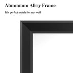 Grand miroir mural 60x49", cadre en aluminium, plateau amovible, montage vertical/horizontal, noir
