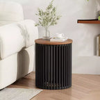 Table d'appoint ronde de 17,5 pouces en bois d'acacia fait main avec cadre noir