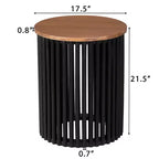 Table d'appoint ronde de 17,5 pouces en bois d'acacia fait main avec cadre noir