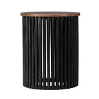 Table d'appoint ronde de 17,5 pouces en bois d'acacia fait main avec cadre noir