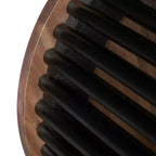 Table d'appoint ronde de 17,5 pouces en bois d'acacia fait main avec cadre noir
