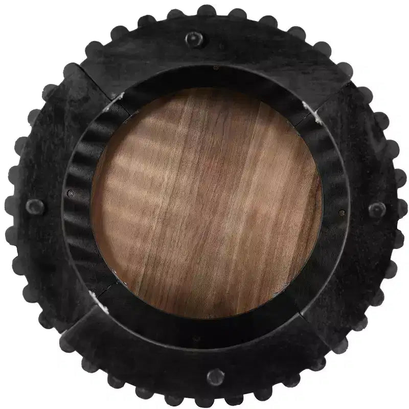 Table d'appoint ronde de 17,5 pouces en bois d'acacia fait main avec cadre noir