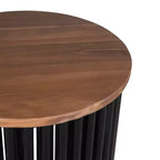 Table d'appoint ronde de 17,5 pouces en bois d'acacia fait main avec cadre noir