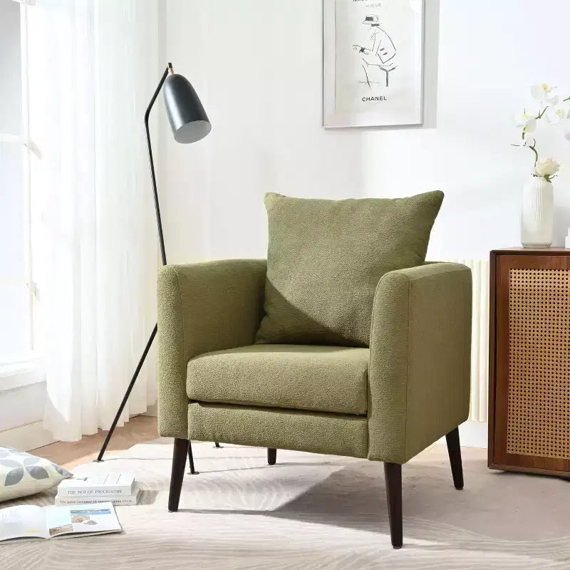 Fauteuil d'appoint rembourré moderne, cadre en bois massif, éponge haute densité, plusieurs couleurs