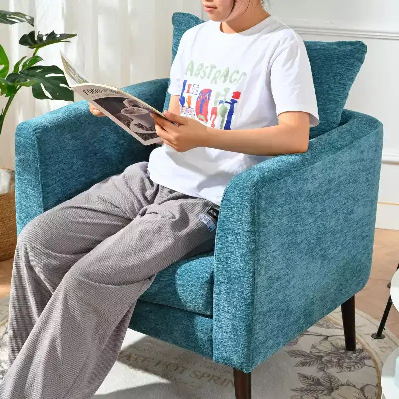 Fauteuil d'appoint rembourré moderne, cadre en bois massif, éponge haute densité, plusieurs couleurs