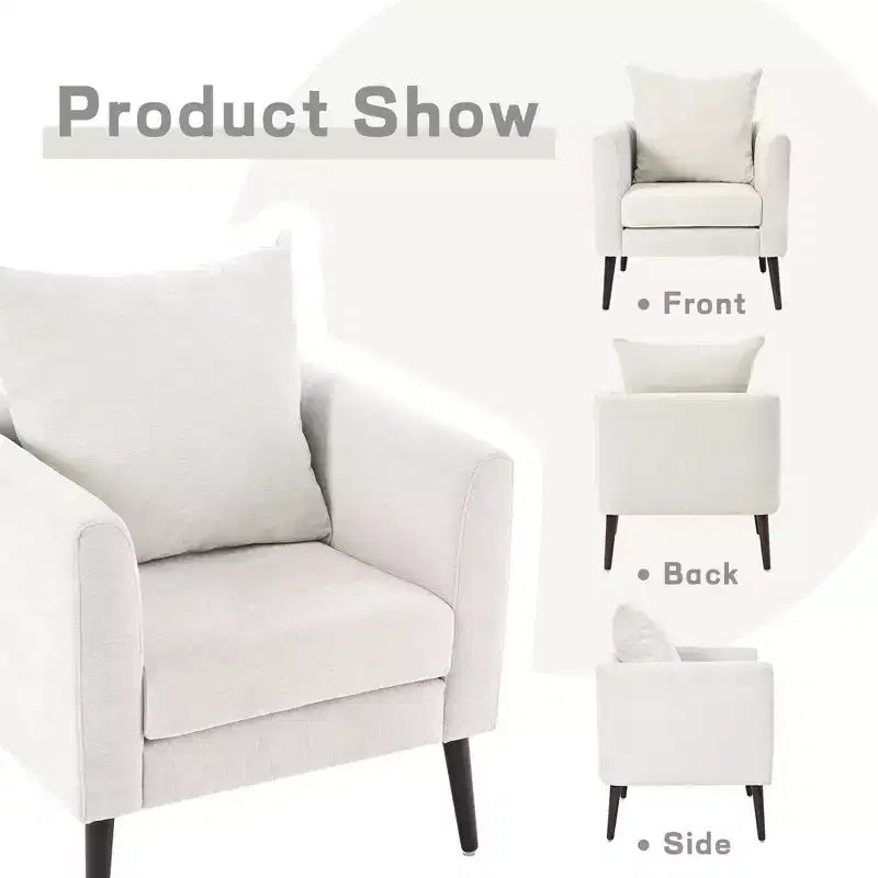 Fauteuil d'appoint rembourré moderne, cadre en bois massif, éponge haute densité, plusieurs couleurs