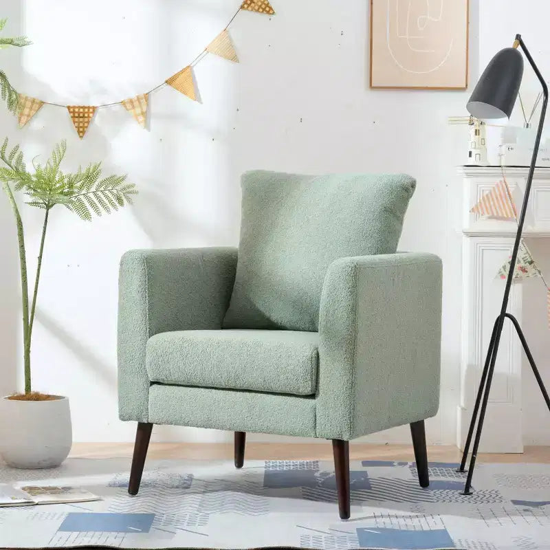 Fauteuil d'appoint rembourré moderne, cadre en bois massif, éponge haute densité, plusieurs couleurs