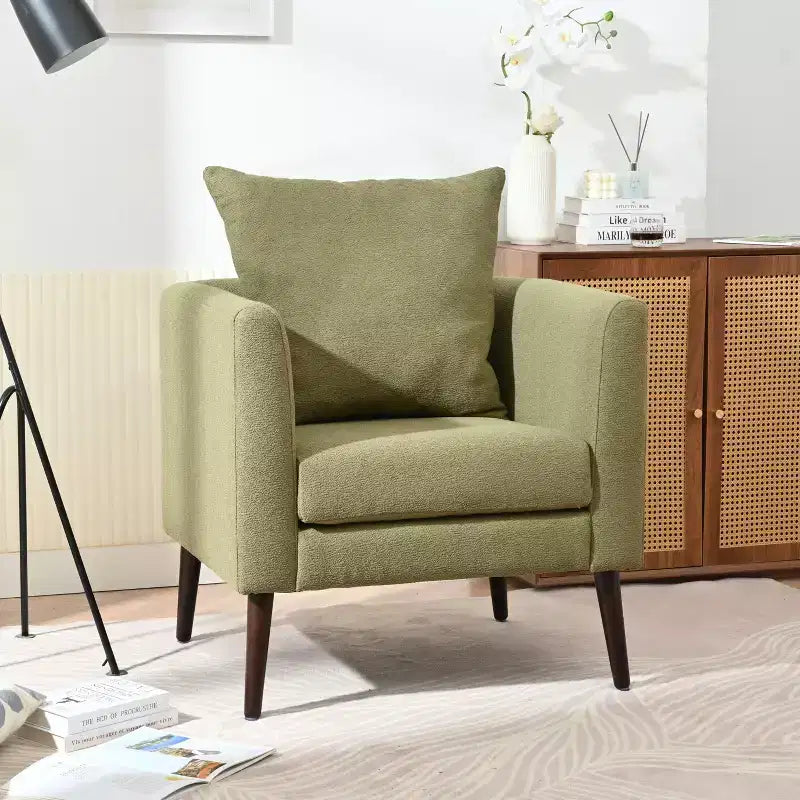 Fauteuil d'appoint rembourré moderne, cadre en bois massif, éponge haute densité, plusieurs couleurs