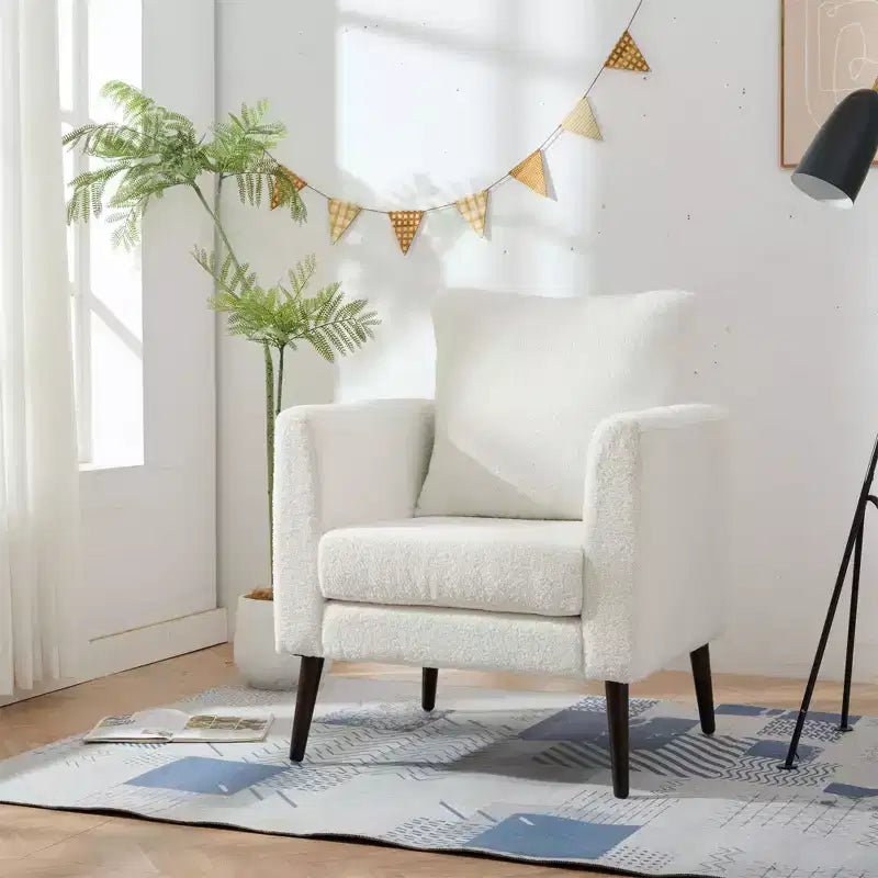 Fauteuil d'appoint rembourré moderne, cadre en bois massif, éponge haute densité, plusieurs couleurs