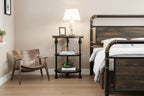 Acekool 3-Tier Round End Table with Metal Frame, Rustic Bedside Table for Living Room & Bedroom, Industrial Design