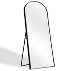 71x31 Arched Full-Body Mirror, Black Thin Aluminum Alloy Framed Full Length Mirror for Bathroom,Bedroom, Living/Dressing Room with Stand