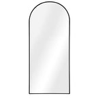 Miroir psyché arqué 71"x31", cadre fin en aluminium, mural ou autoportant avec support, noir