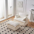 Canapé-lit convertible avec pouf, en tissu velours côtelé, emballage compressé, pour petits espaces, dortoir, appartement