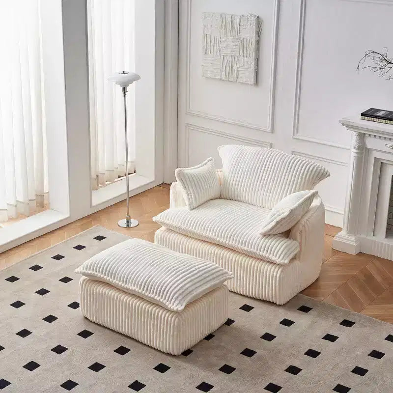 Canapé-lit convertible avec pouf, en tissu velours côtelé, emballage compressé, pour petits espaces, dortoir, appartement