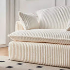 Canapé-lit convertible avec pouf, en tissu velours côtelé, emballage compressé, pour petits espaces, dortoir, appartement