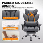 Chaise de bureau ergonomique à dossier haut avec repose-pieds, support lombaire et hauteur réglable