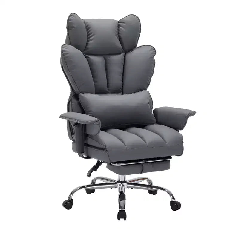 Chaise de bureau ergonomique à dossier haut avec repose-pieds, support lombaire et hauteur réglable