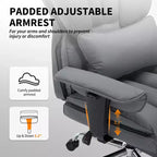 Chaise de bureau ergonomique à dossier haut avec repose-pieds, support lombaire et hauteur réglable