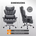 Chaise de bureau ergonomique à dossier haut avec repose-pieds, support lombaire et hauteur réglable