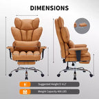 Chaise de bureau ergonomique à dossier haut avec repose-pieds, support lombaire et hauteur réglable
