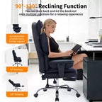 Chaise de bureau ergonomique à dossier haut avec repose-pieds, support lombaire et hauteur réglable