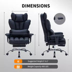 Chaise de bureau ergonomique à dossier haut avec repose-pieds, support lombaire et hauteur réglable