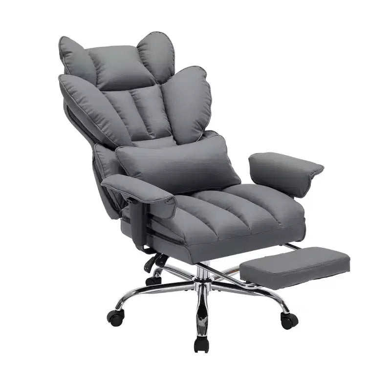 Chaise de bureau ergonomique à dossier haut avec repose-pieds, support lombaire et hauteur réglable