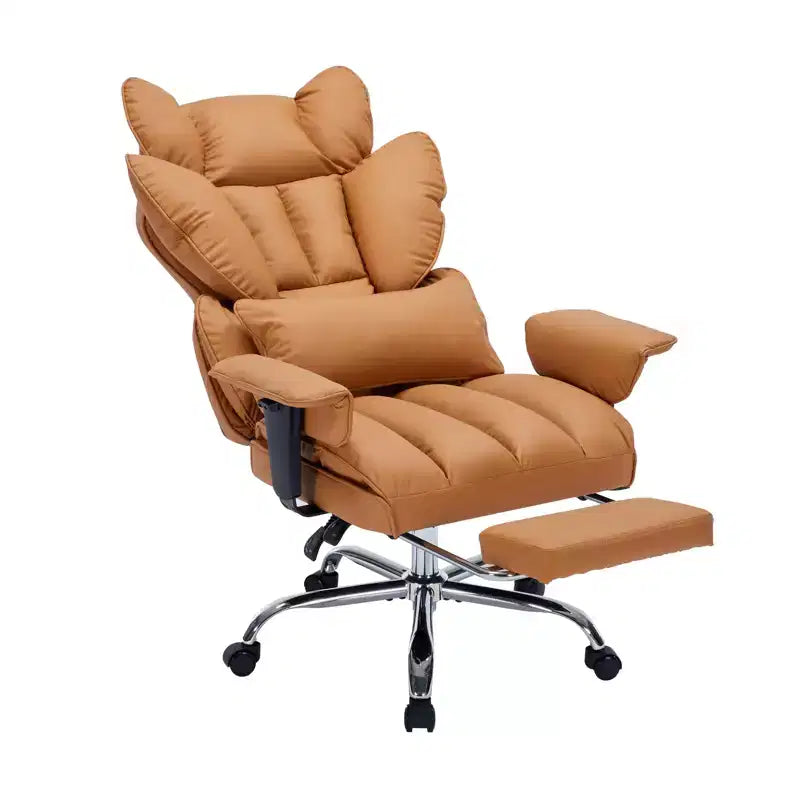 Chaise de bureau ergonomique à dossier haut avec repose-pieds, support lombaire et hauteur réglable