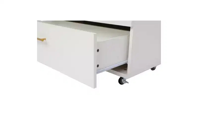 Armoire de rangement moderne à 5 tiroirs de 76 cm avec roulettes, blanc, capacité de 72,5 kg