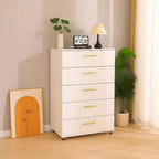 Armoire de rangement moderne à 5 tiroirs de 76 cm avec roulettes, blanc, capacité de 72,5 kg