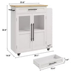 Îlot de cuisine rétro de 48 pouces de style ferme avec rangement, armoire vitrée et station de café