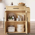 Îlot de cuisine rétro de 48 pouces de style ferme avec rangement, armoire vitrée et station de café