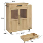 Îlot de cuisine rétro de 48 pouces de style ferme avec rangement, armoire vitrée et station de café
