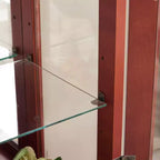 Vitrine 2 portes avec portes en verre trempé, fond miroir, étagères réglables et éclairage intégré