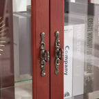 Vitrine 2 portes avec portes en verre trempé, fond miroir, étagères réglables et éclairage intégré