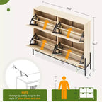 Meuble à chaussures autoportant en rotin avec 4 tiroirs à abattant, rangement compact et peu encombrant pour entrée