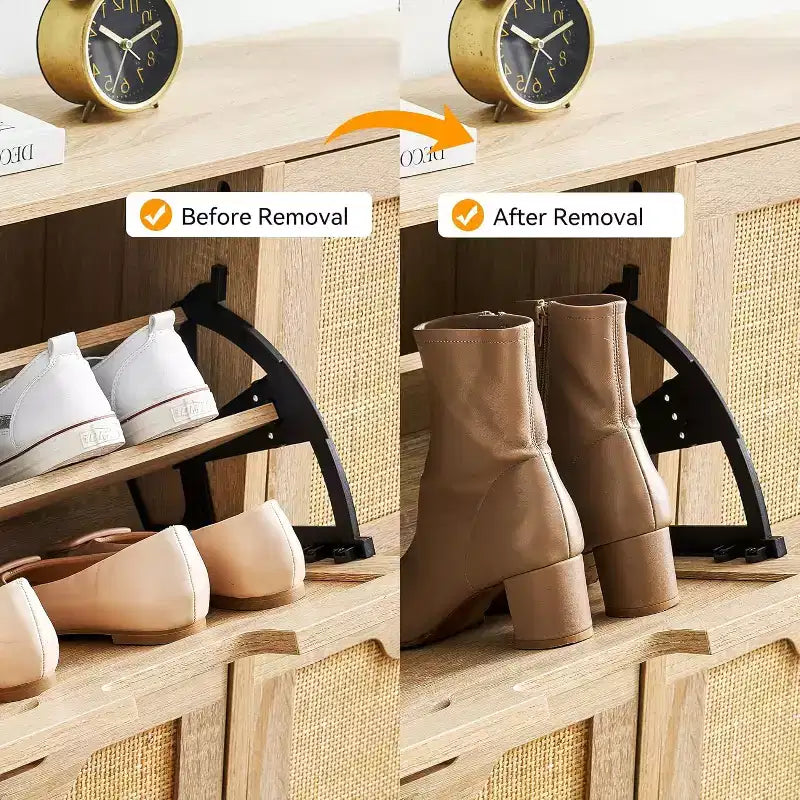 Meuble à chaussures autoportant en rotin avec 4 tiroirs à abattant, rangement compact et peu encombrant pour entrée